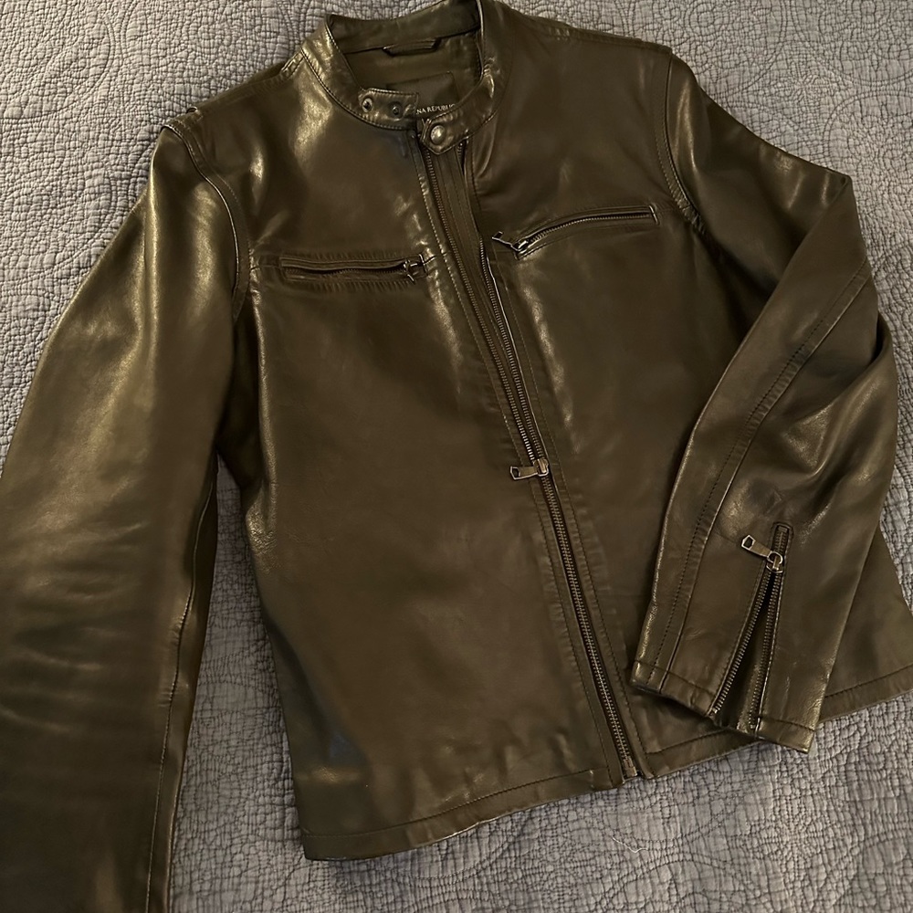 Banana Republic cafe racer leather jacket